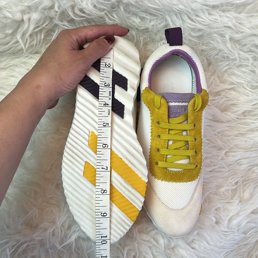 Hermès Women’s Bouncing Low Top White/Yellow/Purple Accents Sneakers Size 36 EU - Picture 10 of 17